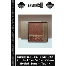 Armoris Kurumsal Baskılı Şık Ofis Kutulu Lüks Defter Kalem Notluk Sunum Tebrik