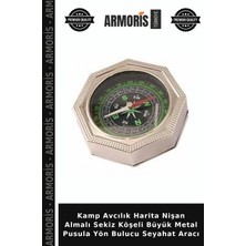 Armoris Kamp Avcılık Harita Nişan Almalı Sekiz Köşeli Büyük Metal Pusula Yön Bulucu Seyahat Aracı