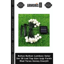Armoris Bahçe Balkon Lambası Solar 5m 28 LED Top Gün Işığı Farklı Mod Teras Güneş Enerjili