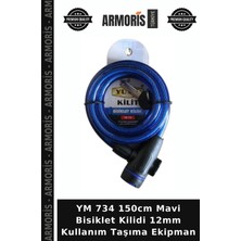 Armoris Ym 734 150CM Mavi Bisiklet Kilidi 12MM Kullanım Taşıma Ekipman