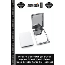 Armoris Modern Dekoratif Şık Duvar Aynası Beyaz Yatak Odası Süsü Estetik Parça Ev Hediyesi