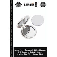 Armoris Ayna Mavi Çerçeveli Lüks Modern Şık Tasarım Estetik Antre Objesi Göz Alıcı Duvar Süsü