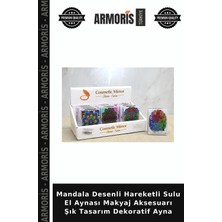 Armoris Mandala Desenli Hareketli Sulu El Aynası Makyaj Aksesuarı Şık Tasarım Dekoratif Ayna