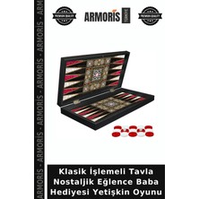 Armoris Klasik Işlemeli Tavla Nostaljik Eğlence Baba Hediyesi Yetişkin Oyunu