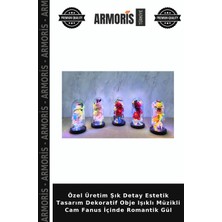 Armoris Özel Üretim Şık Detay Estetik Tasarım Dekoratif Obje Işıklı Müzikli Cam Fanus Içinde Romantik Gül