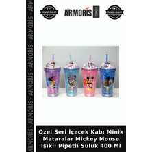 Armoris Özel Seri Içecek Kabı Minik Mataralar Mickey Mouse Işıklı Pipetli Suluk 400 ml