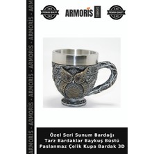 Armoris Özel Seri Sunum Bardağı Tarz Bardaklar Baykuş Büstü Paslanmaz Çelik Kupa Bardak 3D