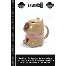 Armoris Özel Seri Su Bardağı Kahve Molası Hayvan Figürlü 3D Kapibara Capybara Tasarımı Porselen Kupa Bardak