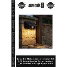 Armoris Solar Dış Mekan Sensörlü Solar Ikili LED Ampul Lamba Duvar Lambası Çevre Dostu Vintage Aydınlatma