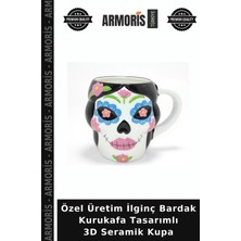 Armoris Özel Üretim Ilginç Bardak Kurukafa Tasarımlı 3D Seramik Kupa