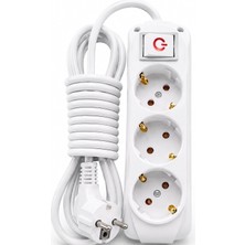 Royal Rain Store 3’lü Priz 2 Metre Uzatma Kablosu Anahtarlı Topraklı 3500W | Işıklı Aç-Kapat Düğmeli Grup Priz | Ce Tse Iso 9001 Belgeli | Almera Tüm Elektronik Cihazlarla Uyumlu