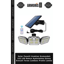 Armoris Solar Panelli Uzaktan Kumandalı 122 LED Bahçe Aydınlatma Güneş Enerjili Teras Lambası Pratik Lamba