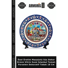 Armoris Özel Üretim Masaüstü Süs Dekor Ürünü Vitrin Susü Istanbul Temalı Porselen Dekoratif Tabak 18 cm