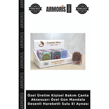 Armoris Özel Üretim Kişisel Bakım Çanta Aksesuarı Özel Gün Mandala Desenli Hareketli Sulu El Aynası