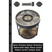 Armoris Özel Üretim Dekor Ürünleri Dekoratif Obje Masa Saati Metal Çarklı Sehpa Saat