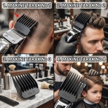 Royal Rain Store Profesyonel Berber Tıraş Makinesi Tarak Seti 4 Parça - Uyumlu Kılavuz Taraklar ve Makine Dişleri Aparatı