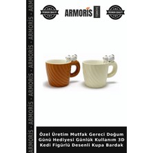 Armoris Özel Üretim Mutfak Gereci Doğum Günü Hediyesi Günlük Kullanım 3D Kedi Figürlü Desenli Kupa Bardak