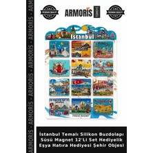Armoris Istanbul Temalı Silikon Buzdolapı Süsü Magnet 12'li Set Hediyelik Eşya Hatıra Hediyesi Şehir Objesi