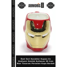 Armoris Özel Seri Karakter Kupası Ev Hediyesi Günlük Kullanım 3D Iron Man Tasarımı Porselen Kupa Bardak