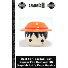 Armoris Özel Seri Bardağı Çay Kupası Fan Hediyesi 3D Kapaklı Luffy Kupa Bardak