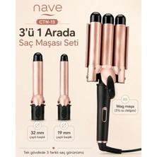 Royal Rain Store Nave 3'lü Saç Maşası Seti, Seramik Plaka, Otomatik Kapanma, 360° Dönen Kablo, Siyah