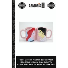 Armoris Özel Üretim Mutfak Eşyası Özel Gün Küçük Deniz Kızı Ariel ve Prens Eric 3D Çift Kupa Bardak Seti