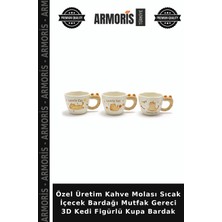 Armoris Özel Üretim Kahve Molası Sıcak Içecek Bardağı Mutfak Gereci 3D Kedi Figürlü Kupa Bardak
