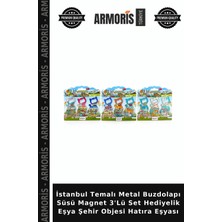 Armoris Istanbul Temalı Metal Buzdolapı Süsü Magnet 3'lü Set Hediyelik Eşya Şehir Objesi Hatıra Eşyası