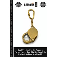 Armoris Özel Üretim Pratik Tasarım Farklı Model Cep Tipi Katlanabilir Pirinç Büyüteç Anahtarlık
