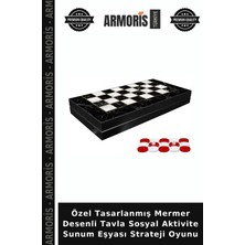Armoris Özel Tasarlanmış Mermer Desenli Tavla Sosyal Aktivite Sunum Eşyası Strateji Oyunu
