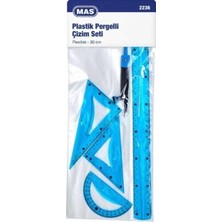 TeknoKapsül Mas 2236 Plastik Pergelli Çizim Seti - Flexible - Mavi