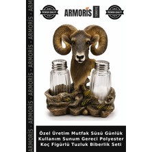 Armoris Özel Üretim Mutfak Süsü Günlük Kullanım Sunum Gereci Polyester Koç Figürlü Tuzluk Biberlik Seti