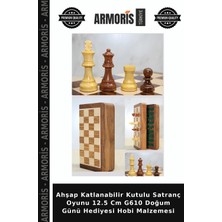 Armoris Ahşap Katlanabilir Kutulu Satranç Oyunu 12.5 cm G610 Doğum Günü Hediyesi Hobi Malzemesi