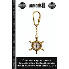 Armoris Özel Seri Kaptan Temalı Koleksiyonluk Çanta Aksesuarı Pirinç Dümenli Anahtarlık 2104B