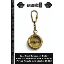 Armoris Özel Seri Dekoratif Detay Pusulalı Model Günlük Kullanım Pirinç Pusula Anahtarlık 15313