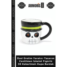 Armoris Özel Üretim Yaratıcı Tasarım Centilmen Iskelet Figürlü 3D Kabartmalı Kupa Bardak