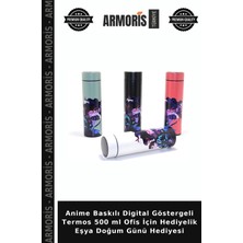 Armoris Anime Baskılı Digital Göstergeli Termos 500 ml Ofis Için Hediyelik Eşya Doğum Günü Hediyesi