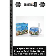 Armoris Kaşıklı Yöresel Kahve Fincanı Tekli Sofra Düzeni Ev Hediyesi Sunum Gereci