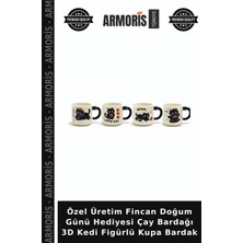 Armoris Özel Üretim Fincan Doğum Günü Hediyesi Çay Bardağı 3D Kedi Figürlü Kupa Bardak