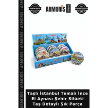Armoris Taşlı Istanbul Temalı Ince El Aynası Şehir Silüeti Taş Detaylı Şık Parça