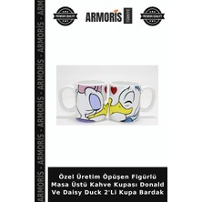 Armoris Özel Üretim Öpüşen Figürlü Masa Üstü Kahve Kupası Donald ve Daisy Duck 2'li Kupa Bardak