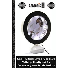 Armoris Ledli Sihirli Ayna Çerceve Yılbaşı Hediyesi Ev Dekorasyonu Işıklı Dekor