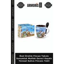 Armoris Özel Üretim Fincan Takımı Sunumluk Mutfak Gereci Kaşıklı Yöresel Kahve Fincanı Tekli