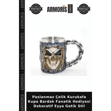 Armoris Paslanmaz Çelik Kurukafa Kupa Bardak Fanatik Hediyesi Dekoratif Eşya Gotik Stil