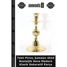 Armoris Tekli Pirinç Şamdan 4910 Nostaljik Hava Modern Klasik Dekoratif Parça