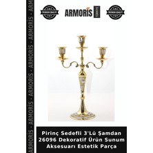 Armoris Pirinç Sedefli 3'lü Şamdan 26096 Dekoratif Ürün Sunum Aksesuarı Estetik Parça