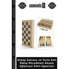 Armoris Ahşap Satranç ve Tavla Seti Rakip Mücadelesi Akşam Eğlencesi Zihin Egzersizi