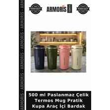 Armoris 500 ml Paslanmaz Çelik Termos Mug Pratik Kupa Araç Içi Bardak