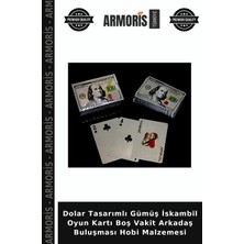 Armoris Dolar Tasarımlı Gümüş Iskambil Oyun Kartı Boş Vakit Arkadaş Buluşması Hobi Malzemesi