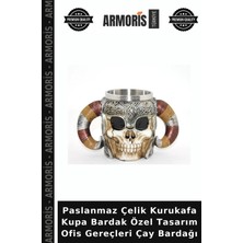 Armoris Paslanmaz Çelik Kurukafa Kupa Bardak Özel Tasarım Ofis Gereçleri Çay Bardağı